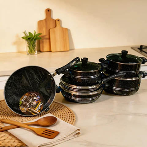 CHEFLINE 17 PCS MARBLE SET BLACK