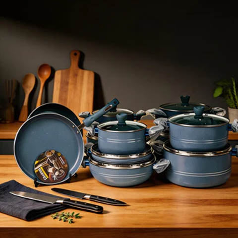 CHEFLINE 17 PCS MARBLE SET GREY