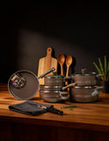 CHEFLINE 17 PCS MARBLE SET BROWN