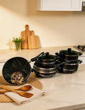 CHEFLINE 17 PCS MARBLE SET BLACK