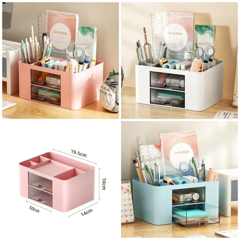 1PC Pen Organizer With 2 Drawer Multi-Functional Pencil Holder For Desk Holder Storage Box For Desk Office Supplies Vanity Table