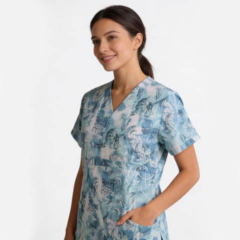 Women's V-Neck Scrub Light Ocean Breeze